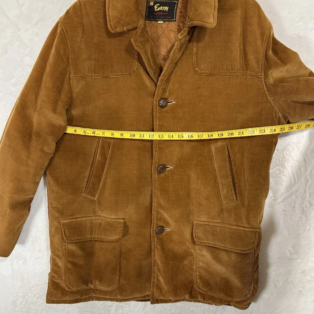 Vintage 70s Brown Corduroy Field Coat‎ XL Puff Quilted Lined Barn Utility Jacket